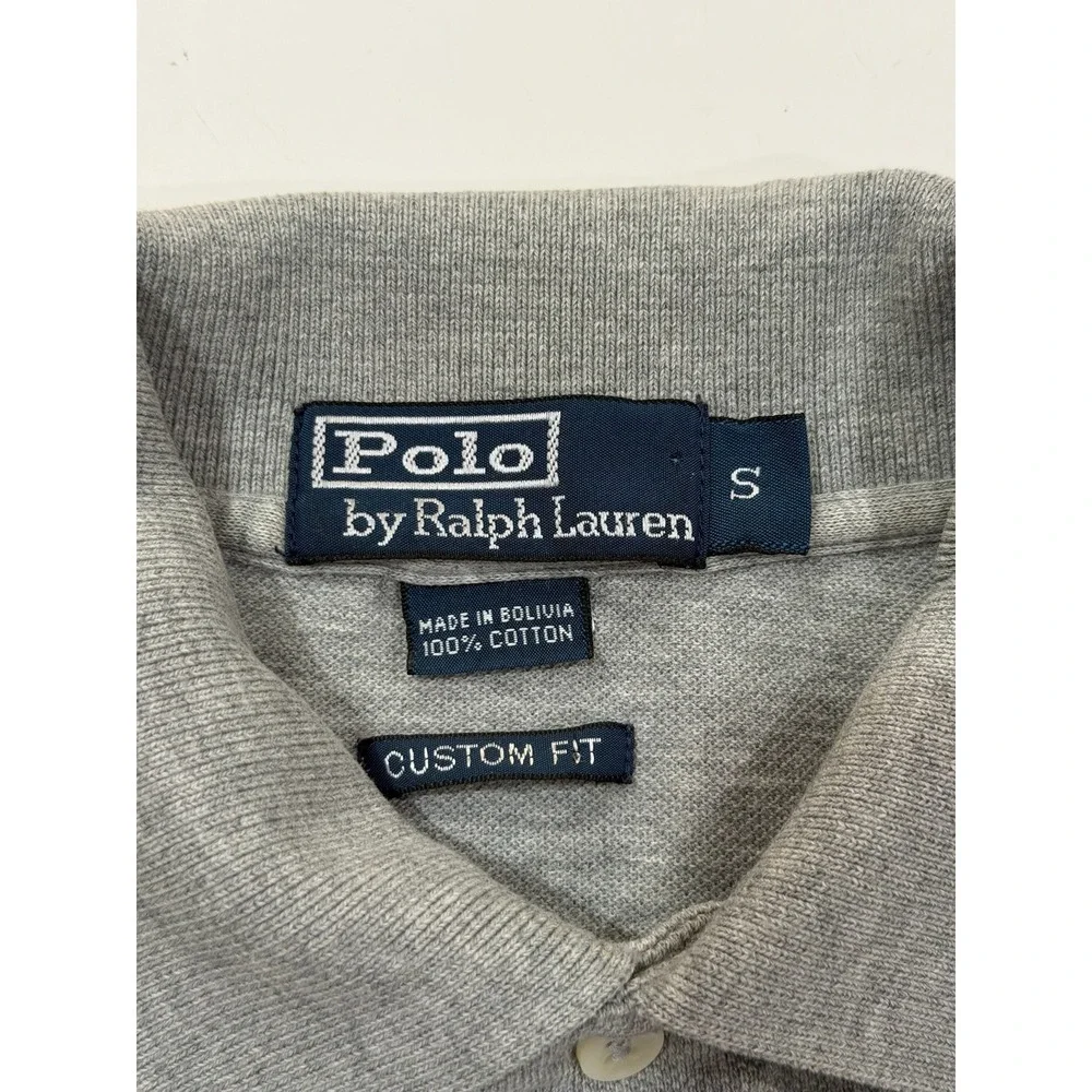 Polo Ralph Lauren Mens Custom Fit Short Sleeve Polo Shirt Gray Cotton Size S